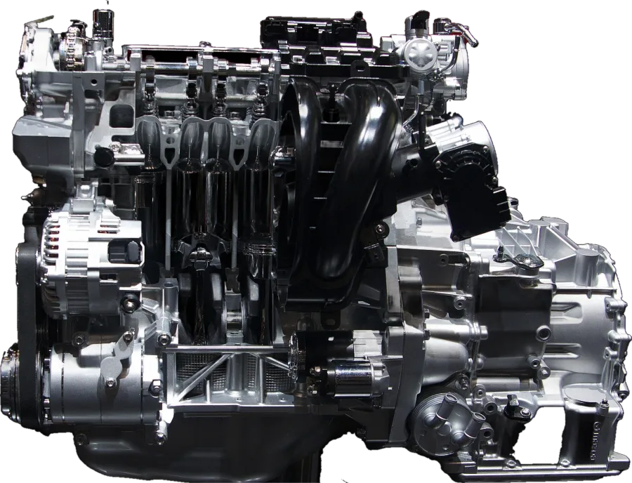 Mazda SKYACTIV-G 2.5 engine and gearbox on a show stand